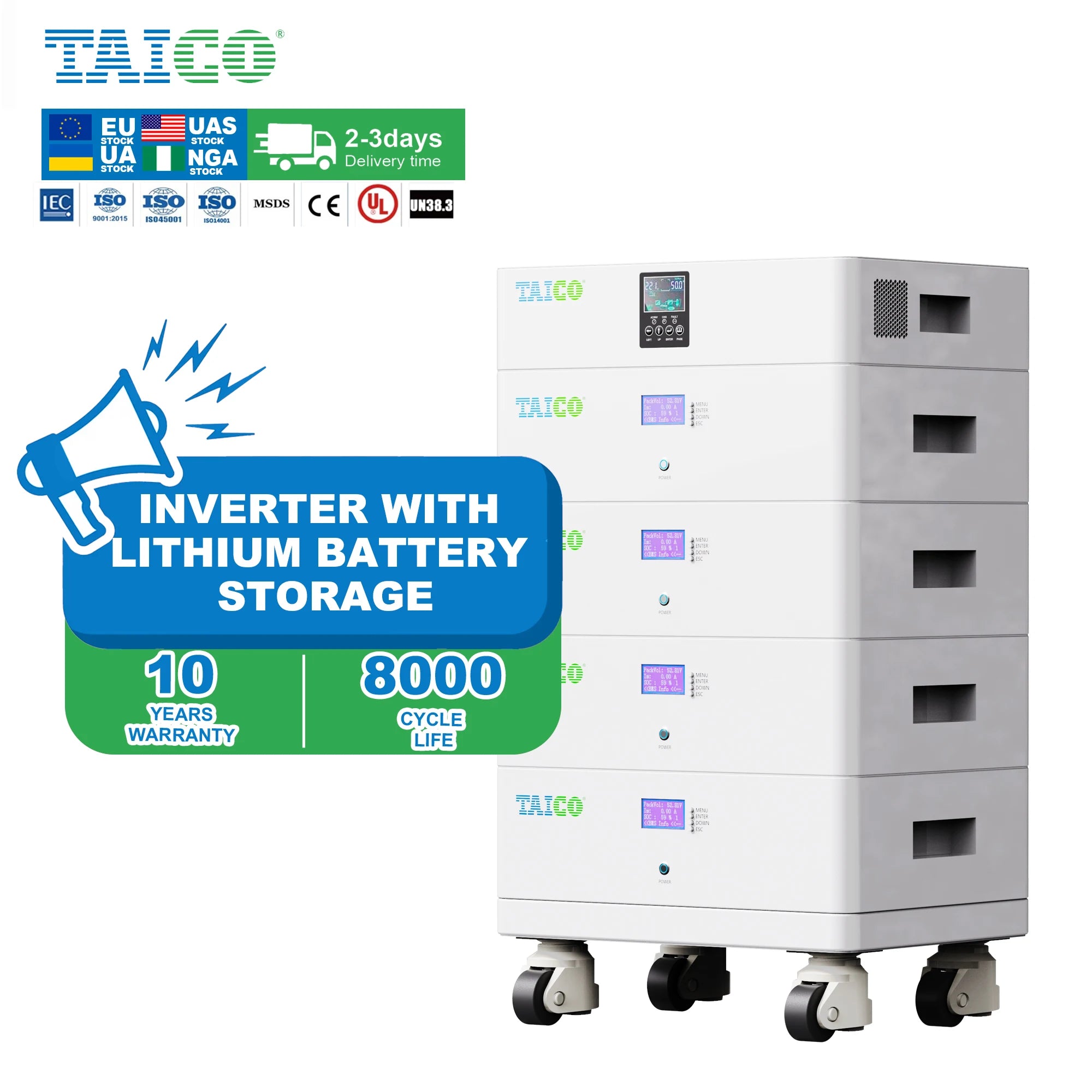 5KWh Stackable 51.2V 100Ah Solar Lithium Lifepo4 Battery Pack Energy Storage System