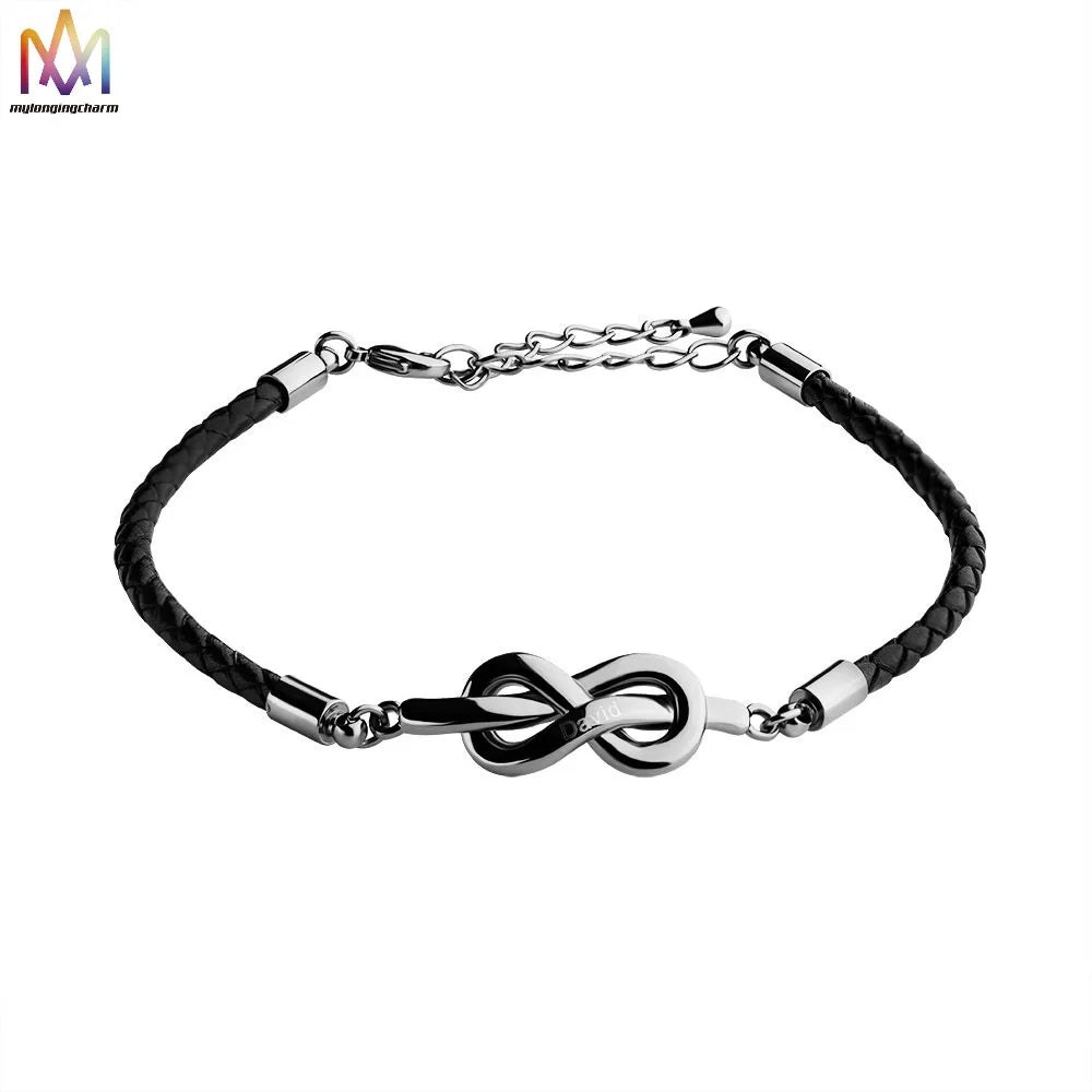 Handmade Braided Stainless Steel Fine Jewelry Bracelets Name Can Be Engraved Custom Bracelets Bangles Man Women Gift