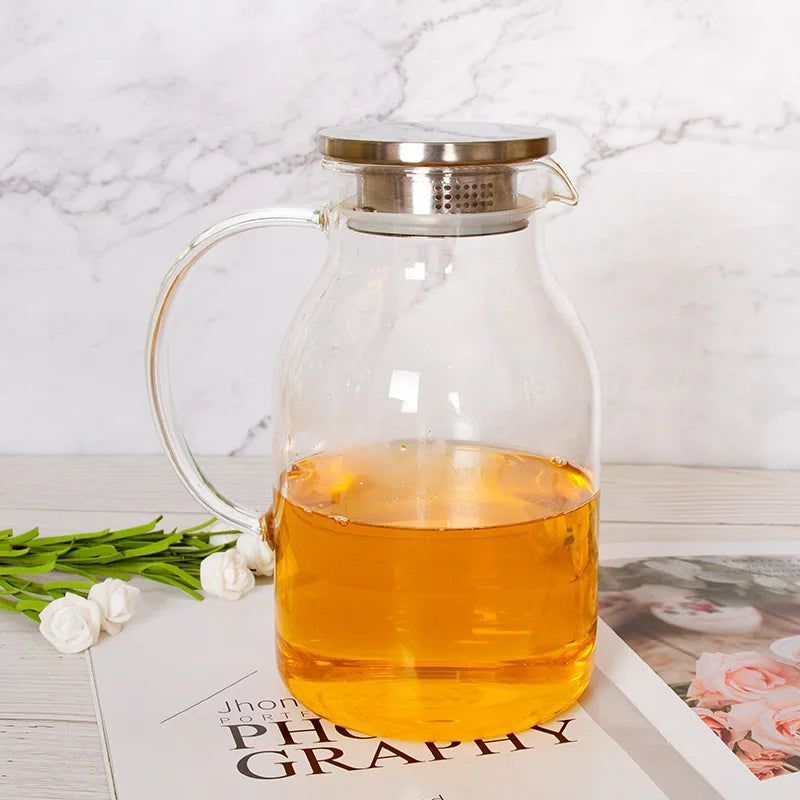 Classic  Design High Borosilicate Glass Tea Kettle Large Capacity Home Water Pot with Handle Juice Jug and Teapot for Home Use