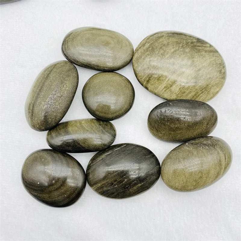 Natural Gold Obsidian Crystal Free Forms Crystal Gold Sheen Obsidian Palm Stone