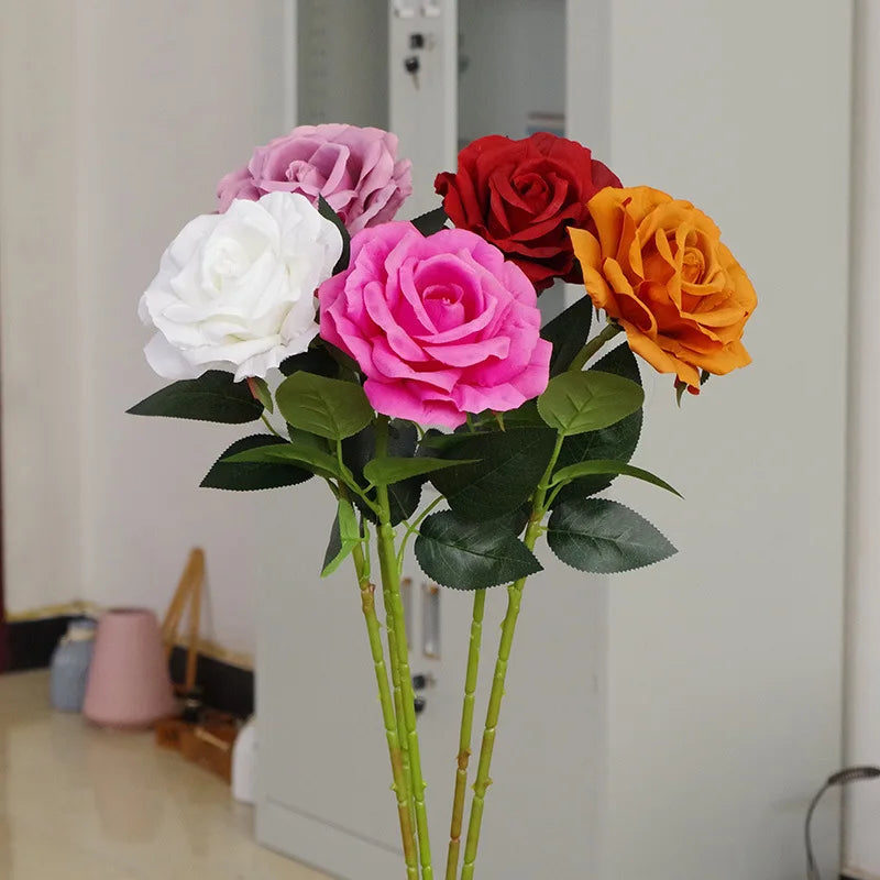 AF10004 Hot Sale Single Silk Artificial Flowers Bulk Wedding Arrangement Centerpiece Decorative Long Stem Red Roses
