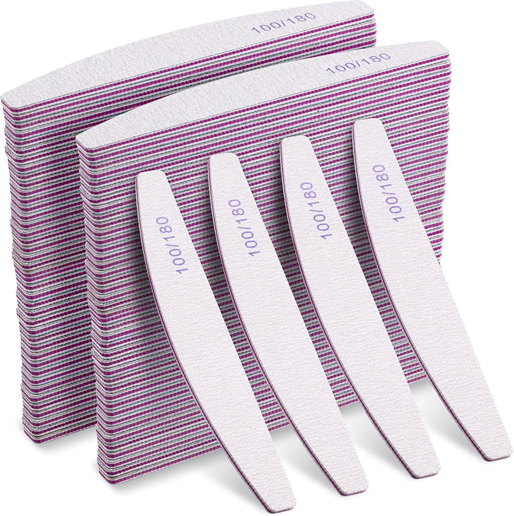 Professional Emery Board Manicure Pedicure Art Tools Custom Logo Double-Sided Nail File Set 180 100 Grit Nail File