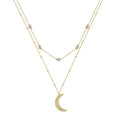 2024 Wholesale Fashion High Quality 2 Layer Necklace Jewelry 925  Sterling Silver Moon Cz Zircon Pendant Necklace for Women