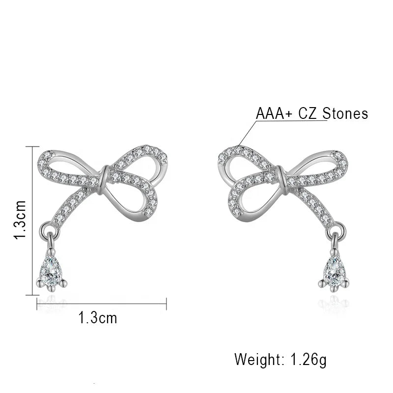 Wholesale 925 Sterling Silver Earrings Bowknot Stud Earrings 925 Silver Jewelry