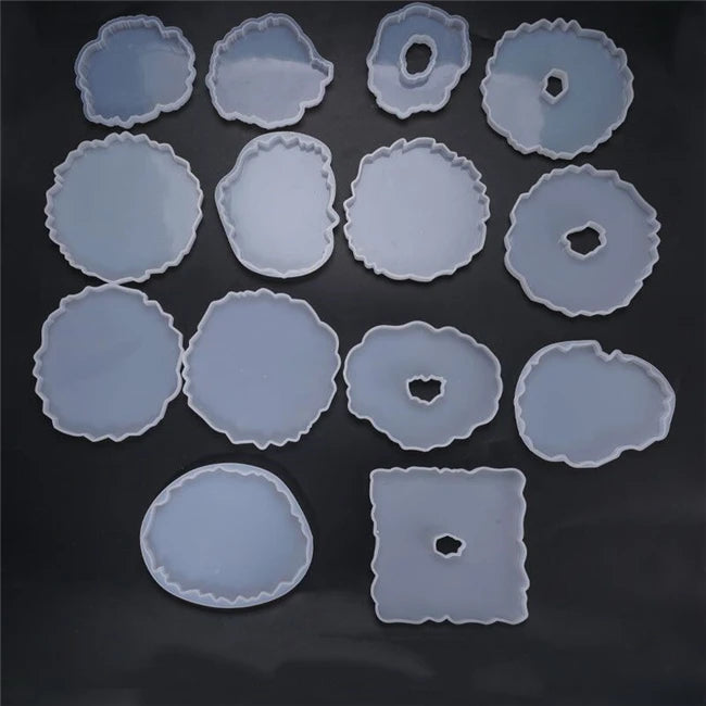 C-0087 Agate Resin Mould Round and Oval Geode coaster Silicone Mold for Epoxy Resin Craft DIY