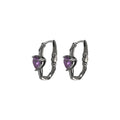 Factory Wholesale 925 Silver Tiny Stud Earrings Dainty Love Heart Purple Stone Hoop Earrings Gold Filled Design for Engagement