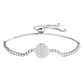 Fine Jewelry Cubic Zirconia Disc Charm Bracelet 925 Sterling Silver Adjustable Tennis Chain Bracelet for Women Girls Gifts