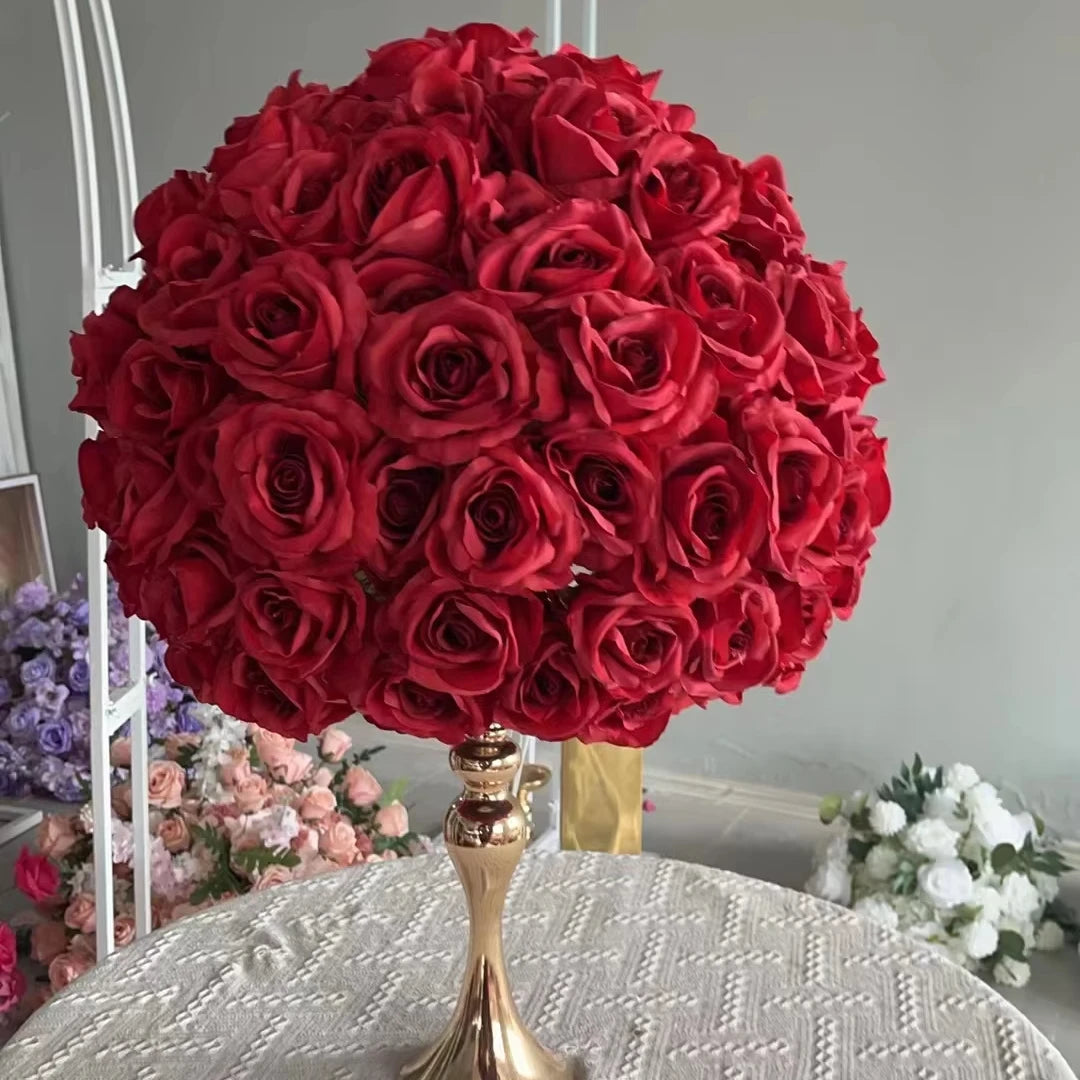 GJ-FC903 Wedding Large 50cm Red Flower Ball Centerpieces Artificial Rose Flower Ball for Wedding Events Decoration