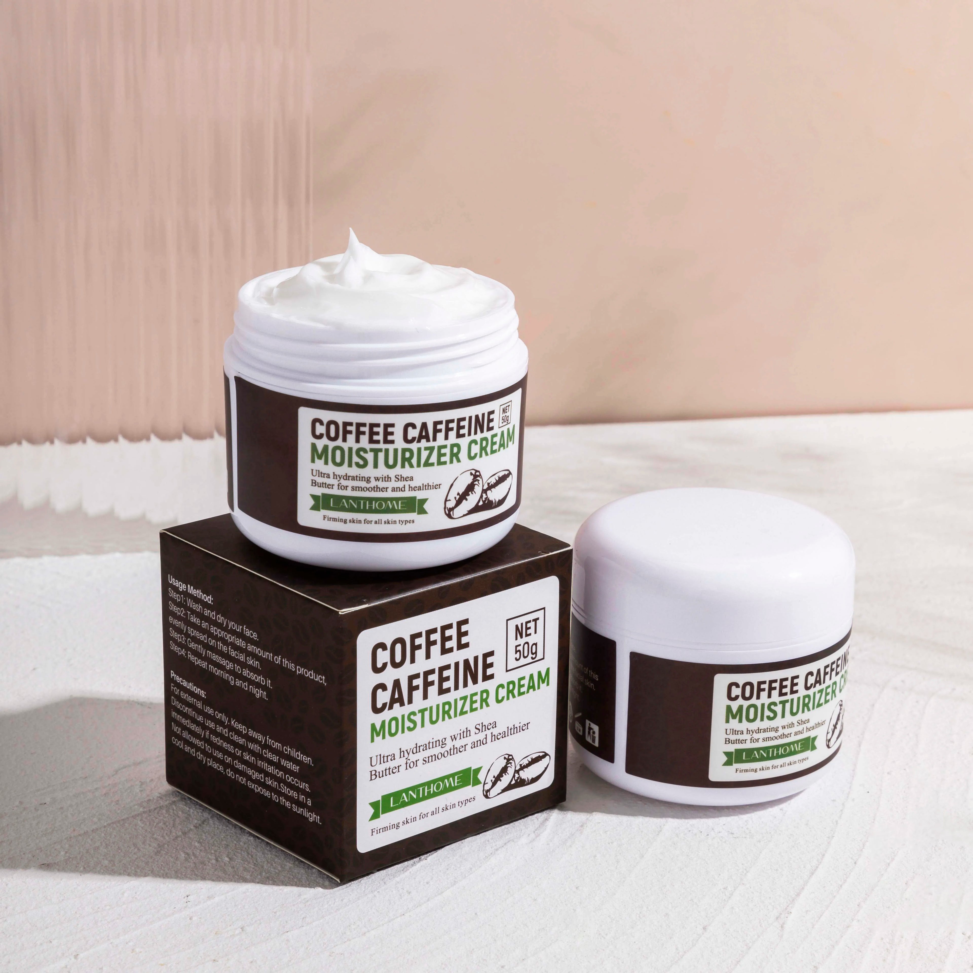 Private Label Face Cream & Lotion Vitamin E & Coffee Caffeine Best Anti-Aging Wrinkle Tightening Detox Skin Care Moisturizer