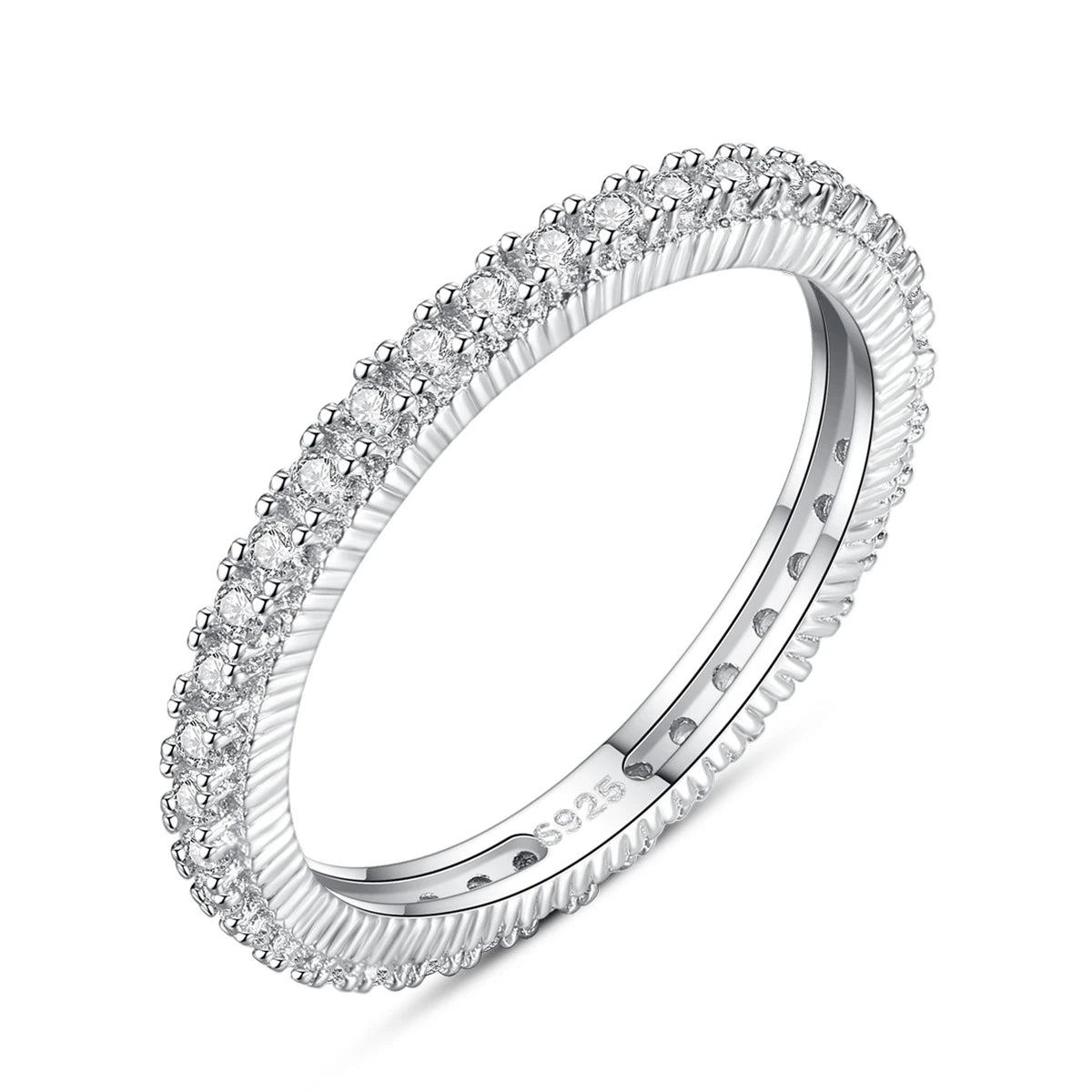 Daidan Bling Rings Women Engagement Ring 925 Sterling Silver Fashion Zircon Pave Eternity Stacking Rings