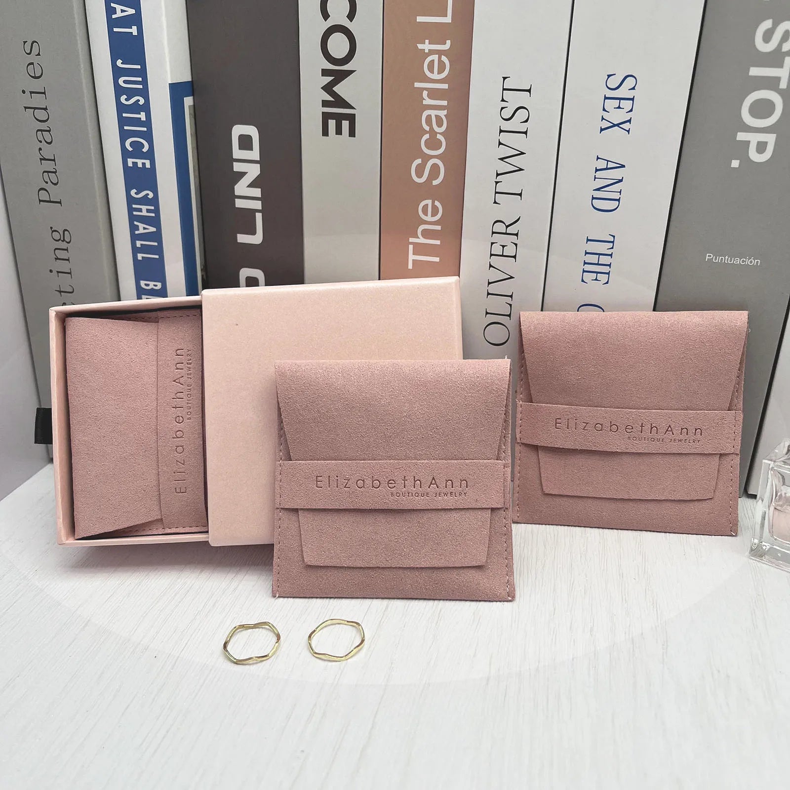 Eco Custom Logo Velvet Suede Microfiber for With Jewellery  Insert Packaging Earring Display Cards Gift Bag Jewelry Pouch