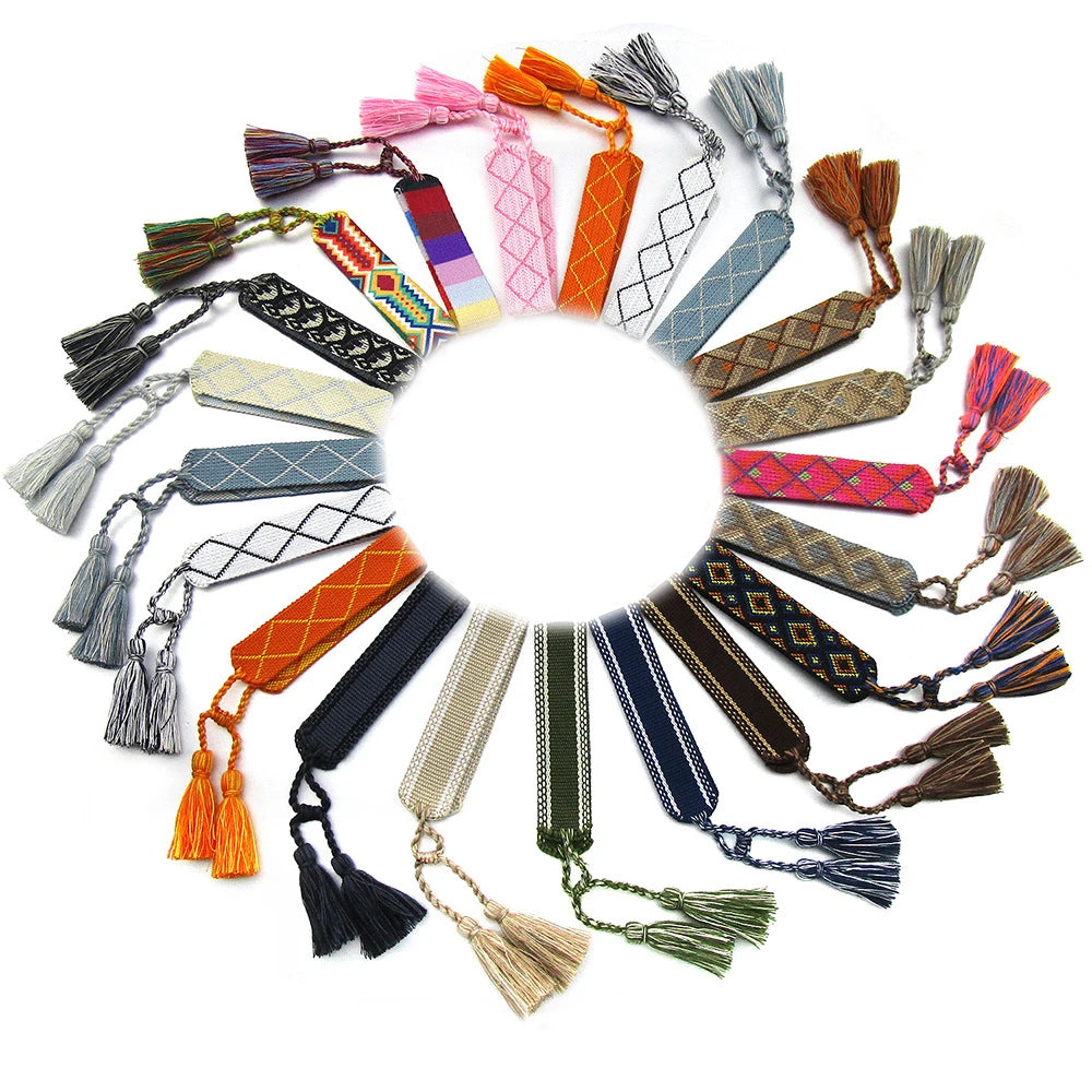 10pcs/Lot 150 Designs Woven Embroidery Bracelet Wholesale Vintage Braided Wristband Wedding Tassel Rope Bangle Jewelry Gift