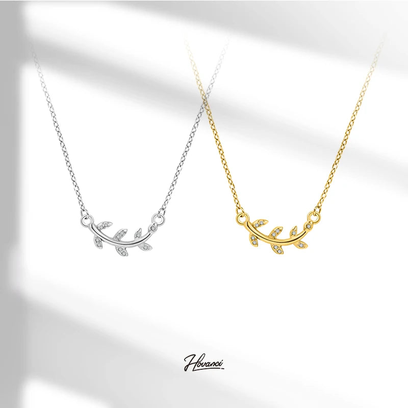 HOVANCI Non Tarnish Stainless Steel Jewelry Necklace Set Lucky Gold Leaf Geometric Shape Necklace for Women for Party