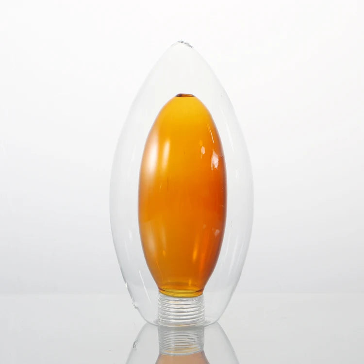 Hand Blown Colored Glass Cover Peach Shaped Amber Yellow Color Globe Glass Lampshades With G9 Thread Mouth for Pendant Lights