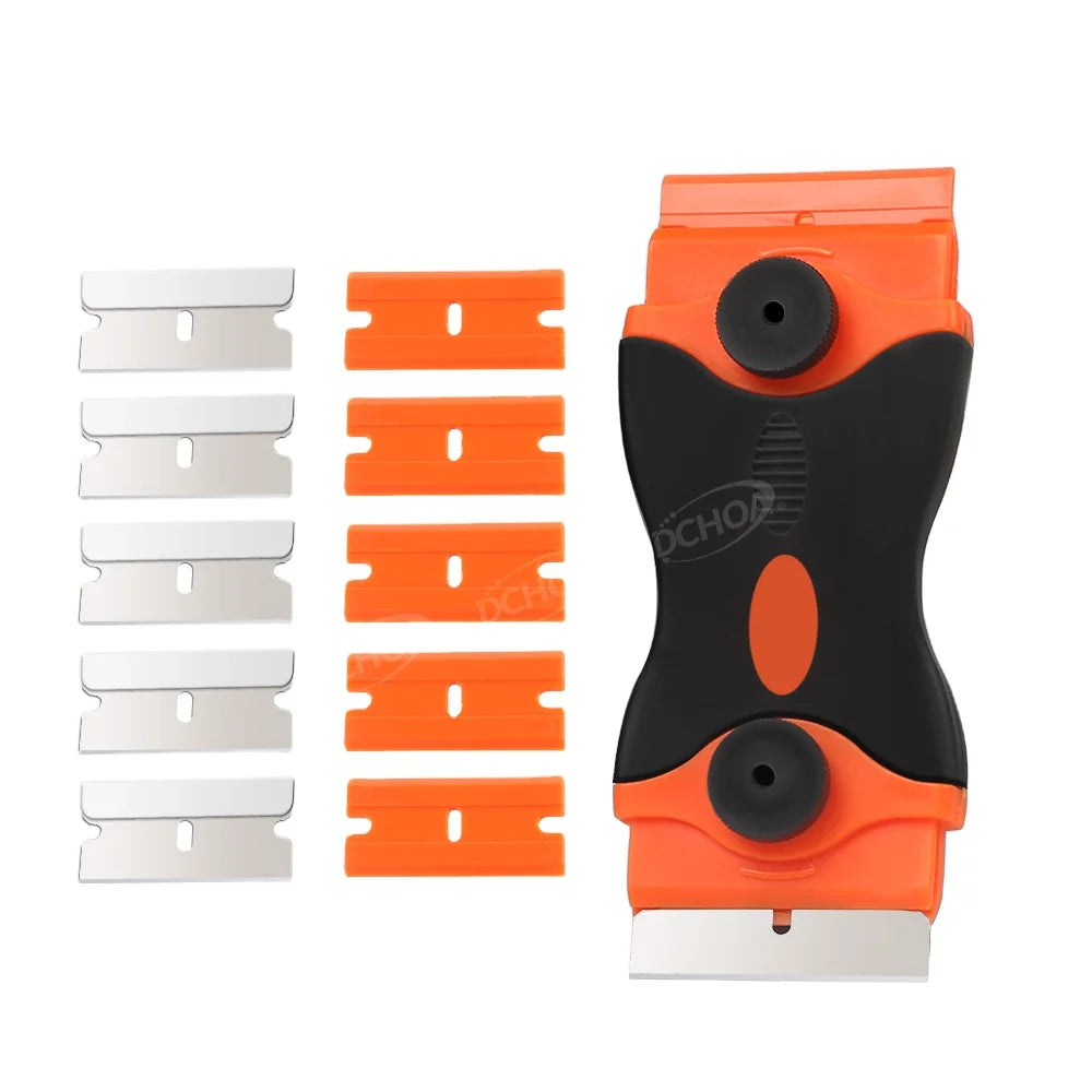 DCHOA Double Head Cleaning Scraper Glass Glue Angle Scraper for Car Window Film Razor Blade Scraper