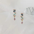 Trendy Jewelry S925 Women Colorful Cubic Zirconia Drop Stud Earrings