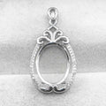 Sterling Silver 13*17mm Semi Mount Pendant Empty Frame Blank Support Setting S925 Base Holder Without Center Stone for DIY Inlay