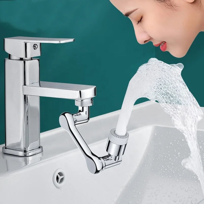 Universal 1080 Robotic Arm Swivel Faucet Aerator Brass Sink Faucet Attachment with 2 Modes for Kitchen Bath Faucet