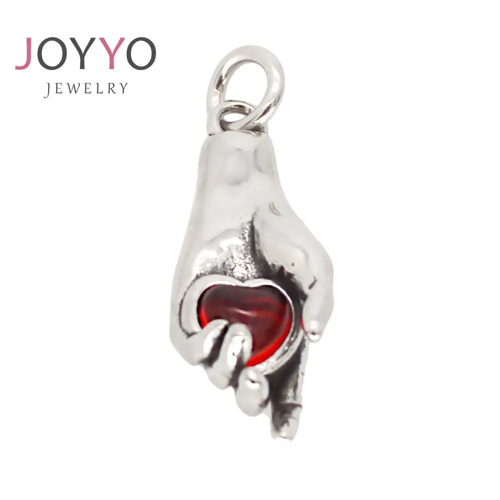 Factory Custom Stainless Steel Hand Holding Crystal Heart Pendant Fashion Jewelry Necklaces for Women