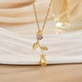 Luxury Women's Retro Rose Zircon Stainless Steel Necklace Exquisite Retro Romantic Collarbone Design Perfect Gift for Her