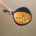 2024 New Hand-held Drain Basket Washing Vegetable Blue Multifunctional Rotating Kitchen Supplies Washing Rice Fruit Washing
