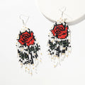 New Arrival Miyuki Beads Woven Huggie Earrings Red Rose Blue Rose Pattern Trendy Jewelry for Weddings Parties Perfect Gift