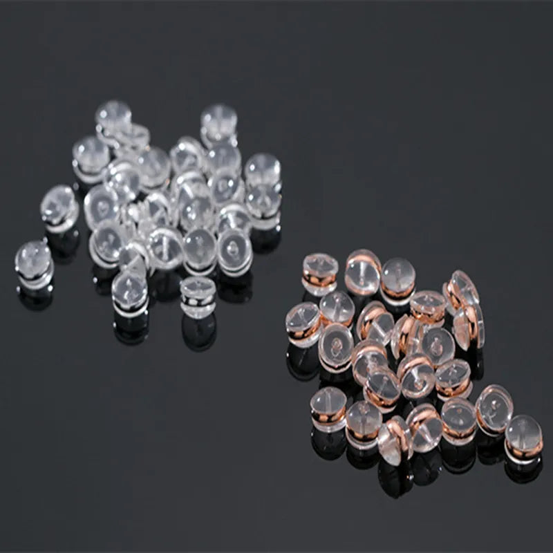 Three Layer Silicon Earrings Back 925 Sterling Silver Round Ear Plug for Jewelry Findings