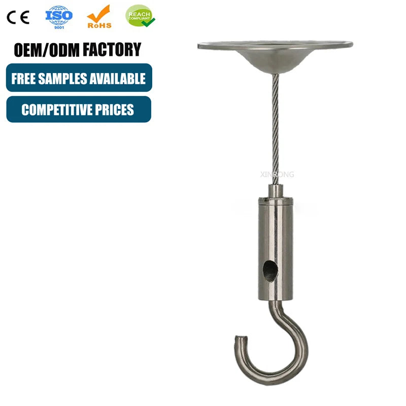 Heng Da Adjustable Suspension LED Lights Stainless Steel Wire Cable Ceiling Hook 3-Year Warranty Exhibition Art Lighting System