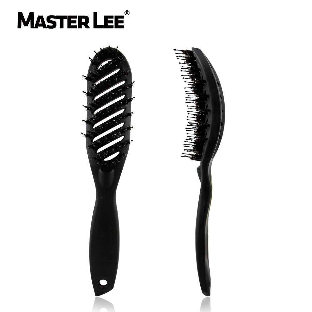 Masterlee Luxury Detangling Hair Brush Curve Brush Rib Comb Small Size Boar Bristle Brush