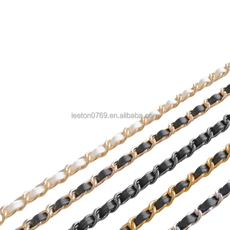 Stock Supply Good Quality 120cm Length Fashion Metal Bag Chain Strap with Diamond Mounted Adjustable Ball for Leather Bag