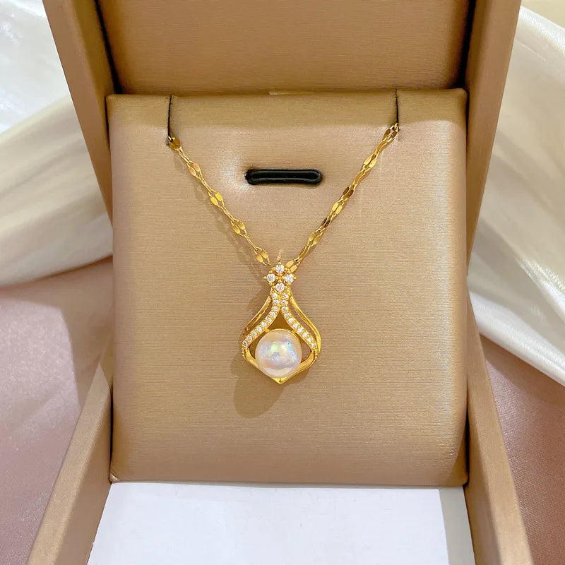 Light Luxury Water Drop Mermaid Jewelry Pearl Ins Clavicle Chain Necklace