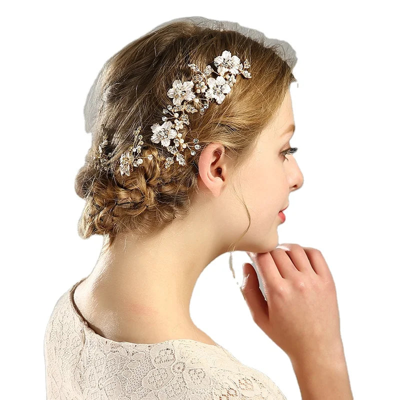 Wedding Headband Hair Jewelry Pearl Crystal Bridal Hair Accessories Headpiece Women Decorative Hair Vine Tocados De Novia