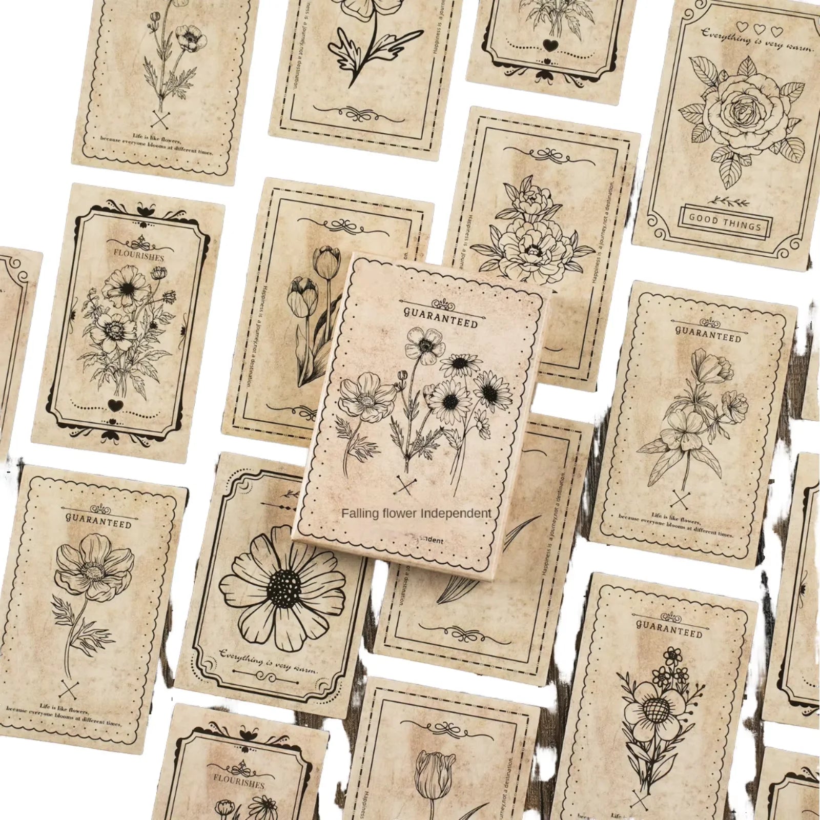 30 Pieces/box of Self-adhesive Box Stickers Independent Flower Themed Decorative Materials for Handbags