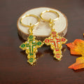 HT Wholesale Orthodox Cross Alloy Gold Plated Key Chain Holy Religious Mini Jesus Icon Crucifix Pendant Cross Keychain