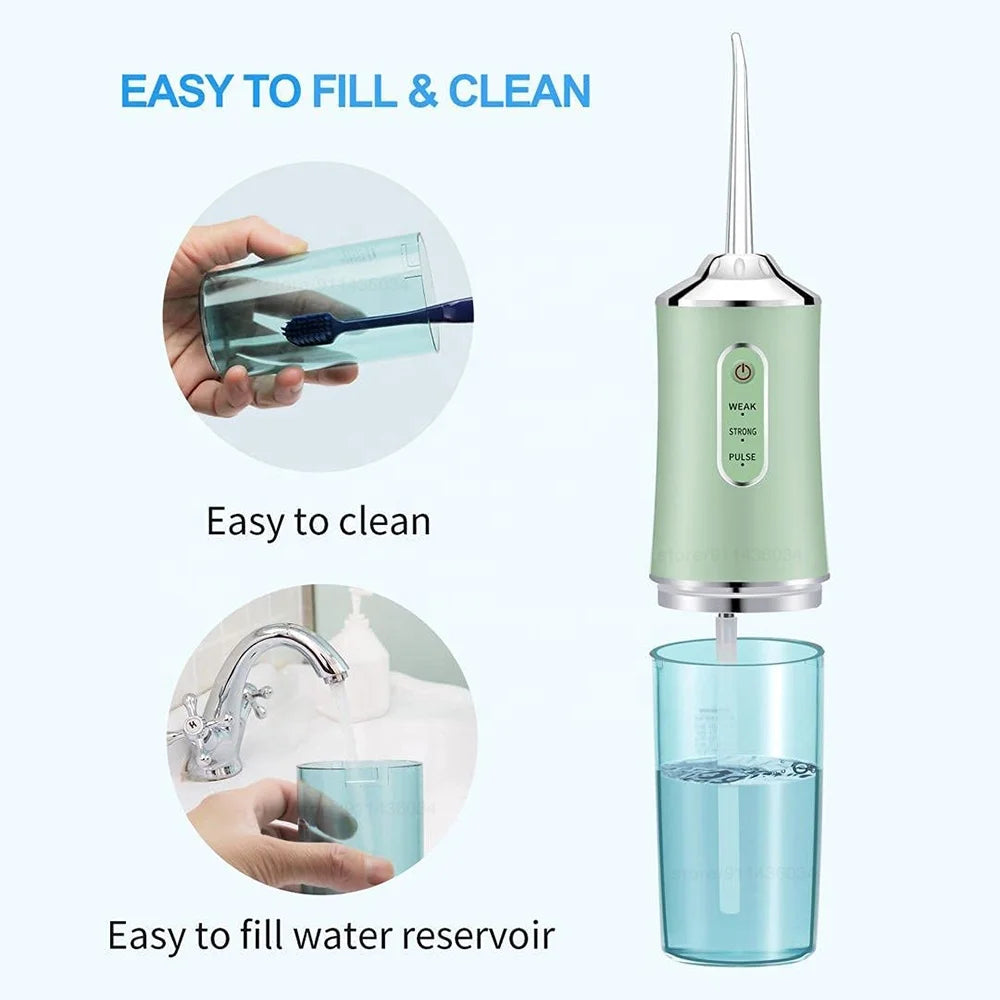 Water Flosser Portable Dental Oral Irrigator Rechargeable Waterproof Teeth Cleaner for Home and Travel
