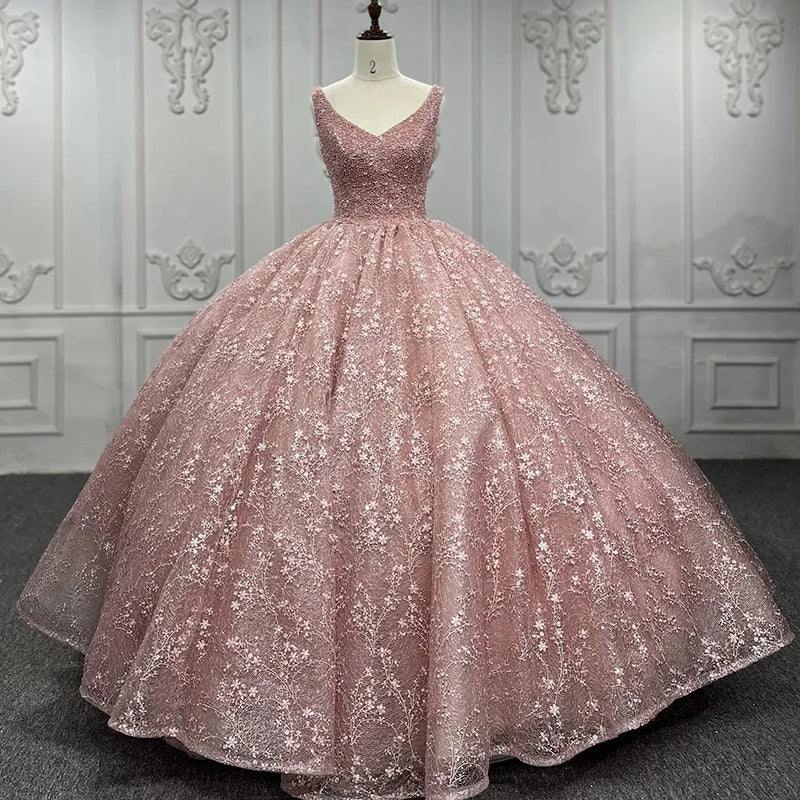 Jancember 8333 Luxury Pink Sleeveless Bridal Wedding Prom Evening Gowns Dresses