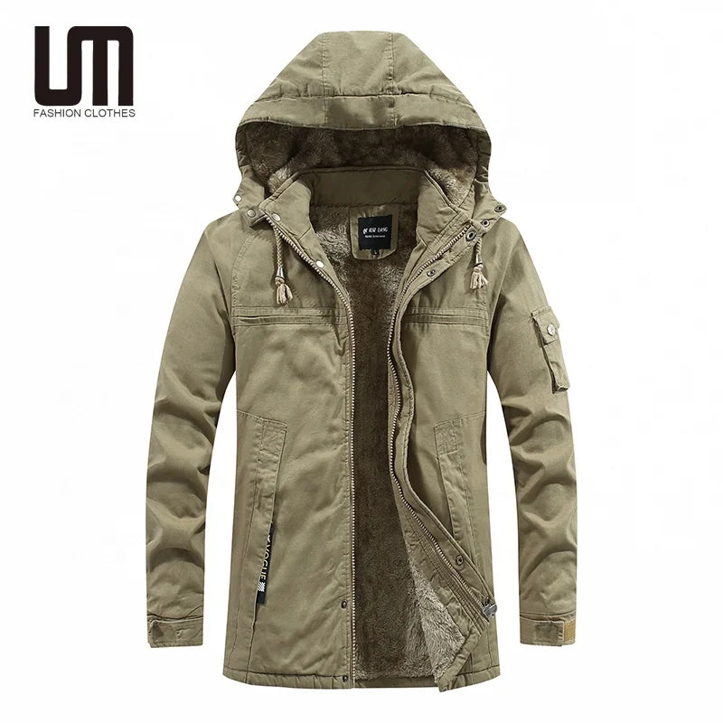 Liu Ming New Year 2025 Wholesale Winter Men s Windbreaker Cotton Cargo Plus Size Jacket Fleece Lining Hooded Coats