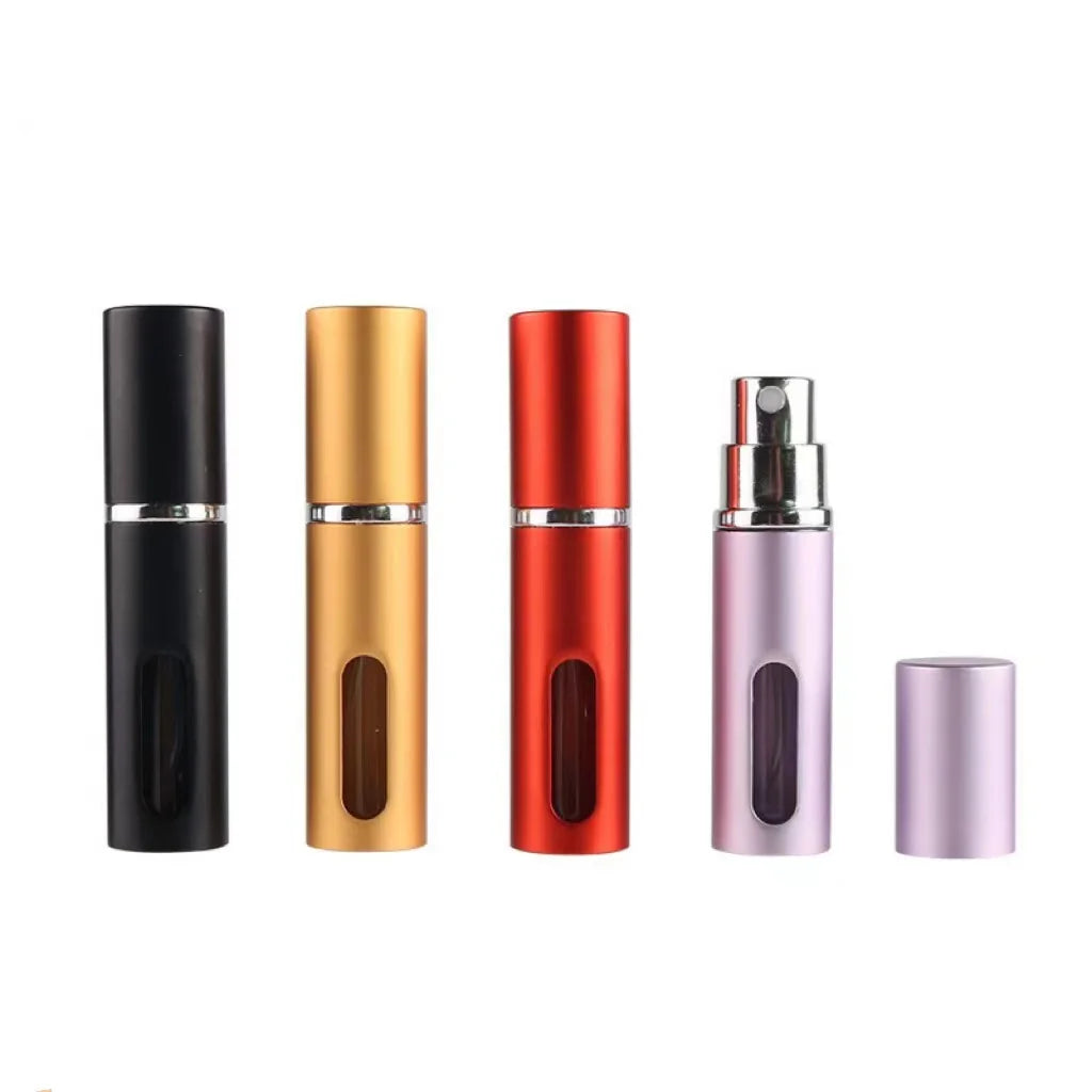 5ml Glass and Aluminum Atomize Spray Perfume Bottle Mini Portable Refillable Flat Bottom Flat Top Bottle