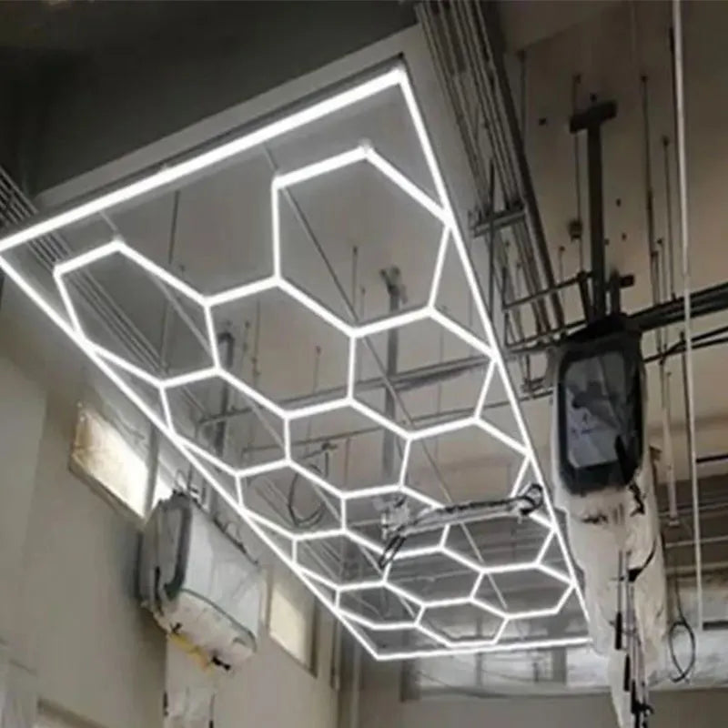 Commercial Hexagonal LED Ceiling Light for Auto Repair Shop Workshop Garage