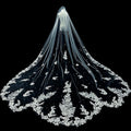ROMANTIC Luxurious Lace Flower Appliqued Wedding Veil One Layer Lace Edge Bridal Veil With Comb
