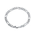 RINNTIN SB66 Fashion Women Men Jewelry 925 Sterling Silver 5.0mm Diamond-Cut Chunky Figaro Chain Bracelet