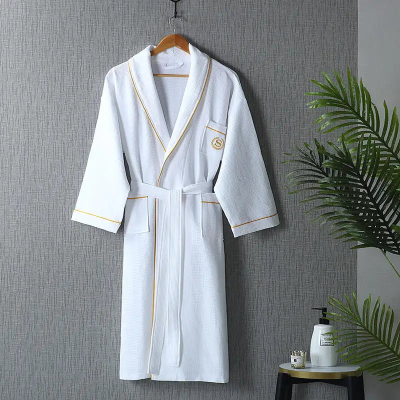 Wholesale Factory Bathrobe Custom Logo Hotel Bed Linen Unisex Solid  Hotel Robe Terry Bathrobe Cotton