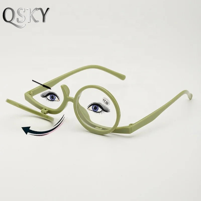 2024 New Style Japan Makeup Reading Glasses Round Large Frame up and Down Flip Makeup Reading Glasses Popular Glasses for Woman