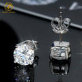 Classic 4 Prongs Moissanite Stud Earrings 18k Gold Plated Push Back 925 Silver Moissanite Diamond Women Men Earrings