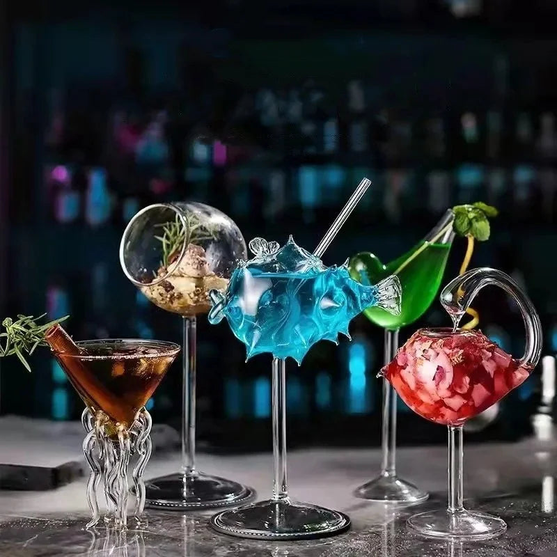 Unique Water Glass Cup 3d Hedgehog Glass Fish Molecular Balloonfish Cocktail Glass Goblet With Cartoon for Drinking Glasses