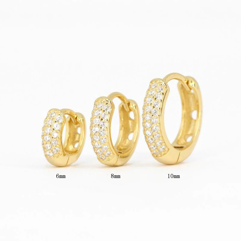 Wholesale Fashion Jewelry 925 Sterling Silver Earring Set Diamond Gold Plated Hoop Earrings Jewelry for Women
