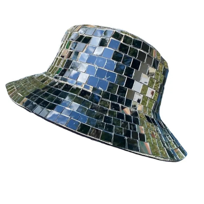 Disco Ball Bucket Hat Western Mirrored Sequin Fedora Fisherman Hats Shining  Glitter Party Accessory Dance Ball Cap for Party
