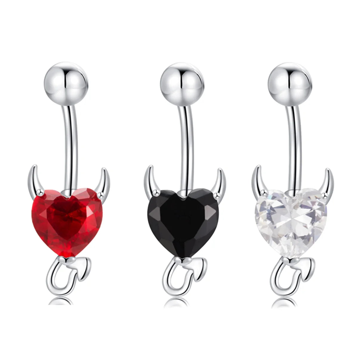 Custom Stainless Steel Heart Navel Piercing Rings Dangle Belly Button Ring for Girls