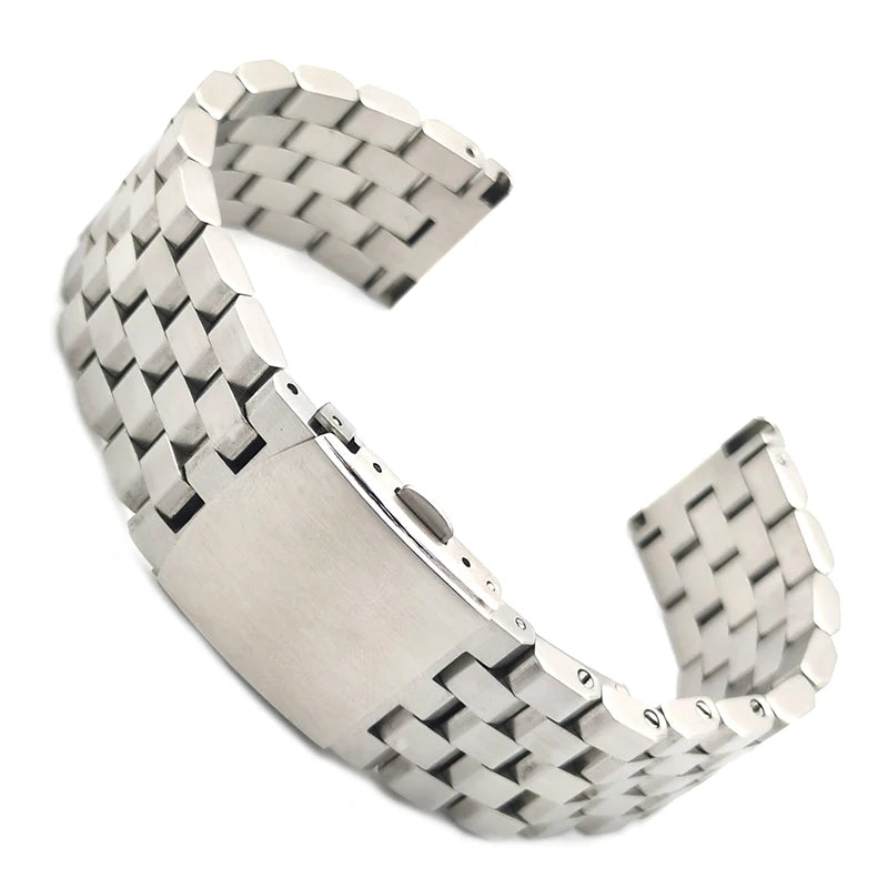 5 Beads Rice Chain Metal Steel Watch Band Watch Strap Bracelet Wtih Deployment Buckle