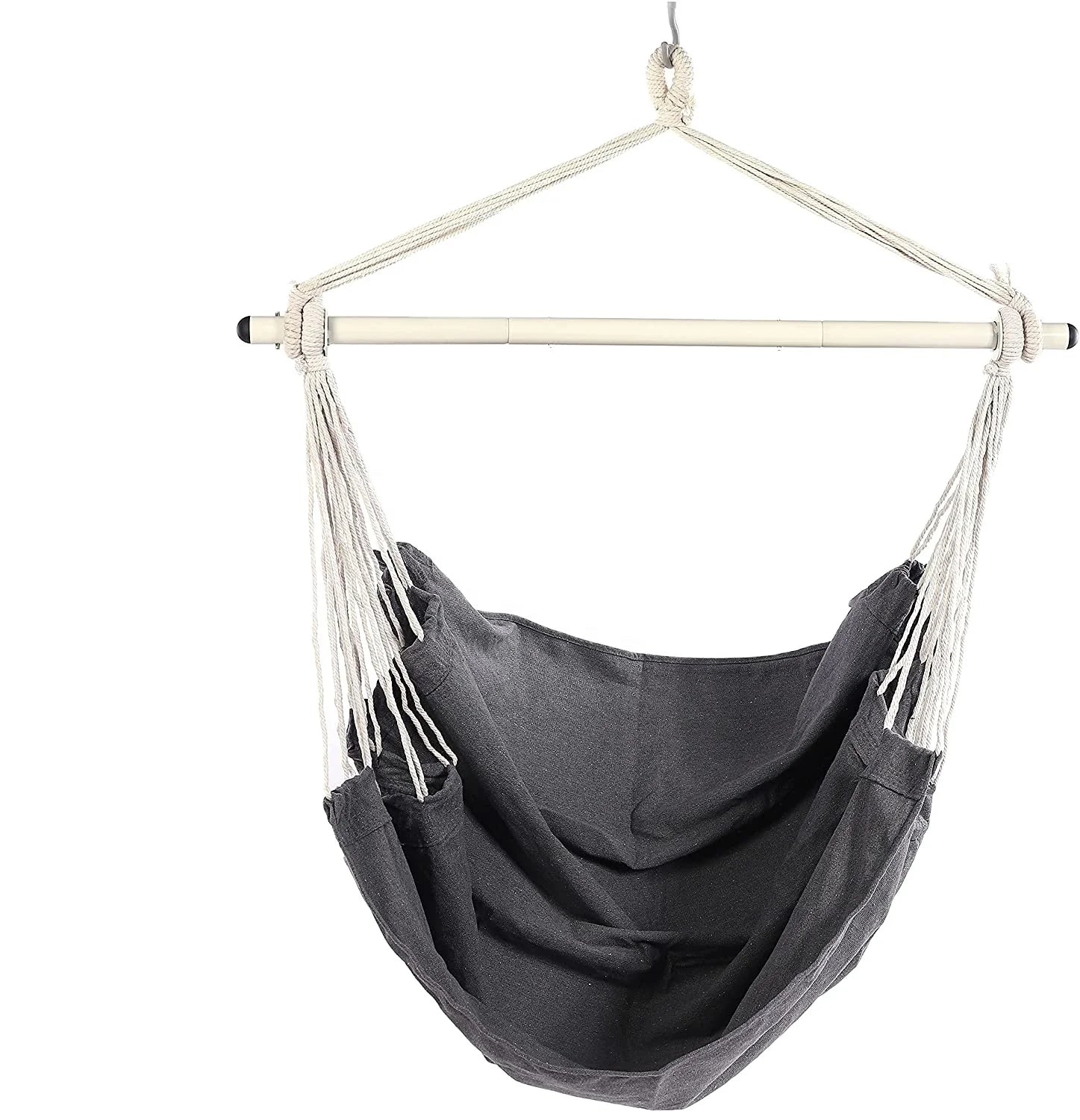 WOQI Hammock Chair Hanging Rope Swing Steel Spreader Bar with Anti-Slip Rings for Indoor Bedroom